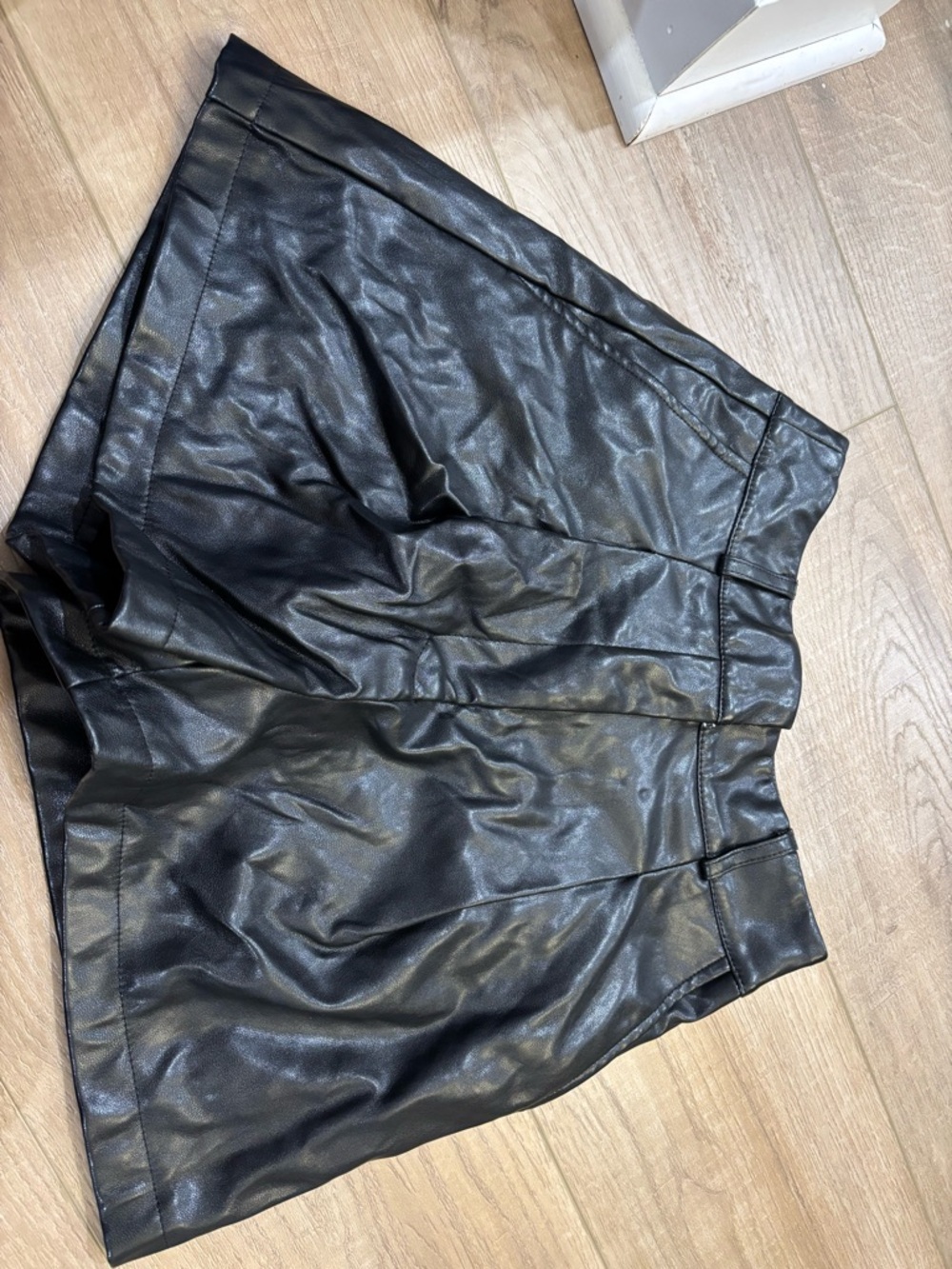 ASOS Black High Waist Faux Leather Shorts